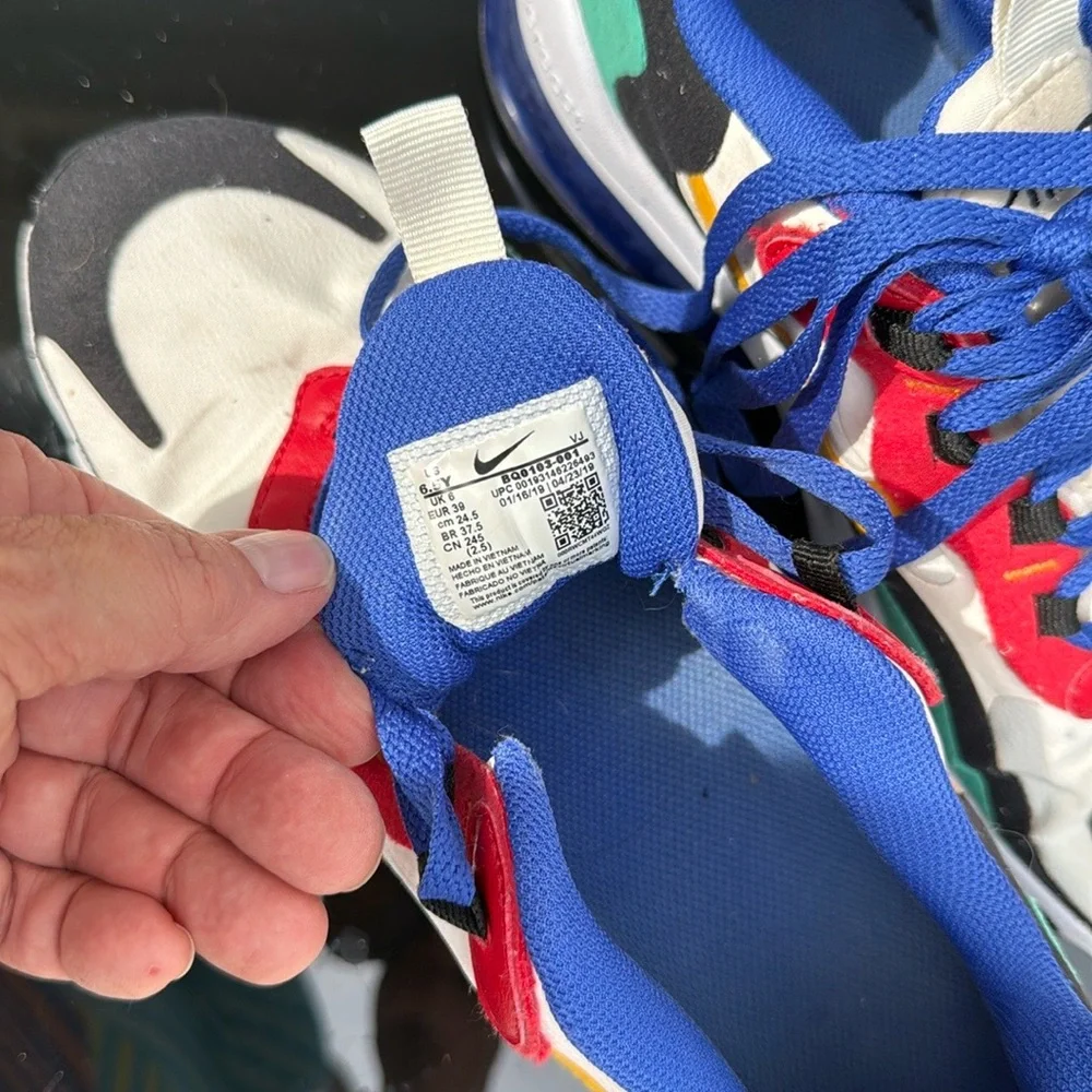 Nike Kids Sneakers Nike AirMax 270 React- Red, Blue, Green, Yellow, Black, White - Picture 2 of 9